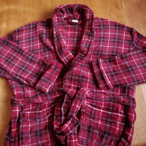 Plush Belted Robe Unisex L/XL Red Plaid Croft & Barrow Fleece Bathrobe Pockets